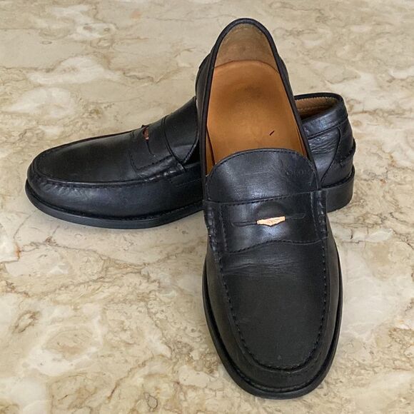GEOX Respira Black Leather Classic Penny Loafers - Picture 2 of 12